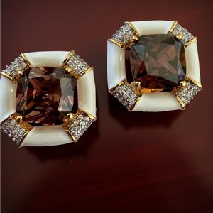 Elegant Gold and Brown Gemstone Earrings